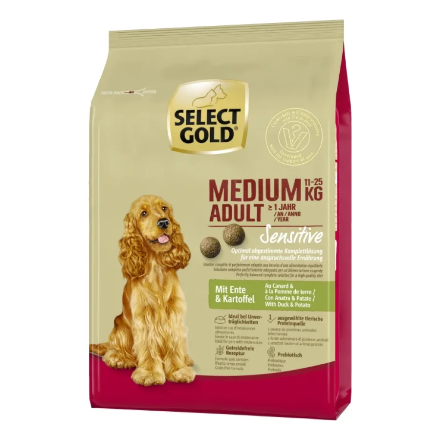 SELECT GOLD Sensitive Croquettes Chien Adulte Medium Canard aux pommes de terre 1 kg