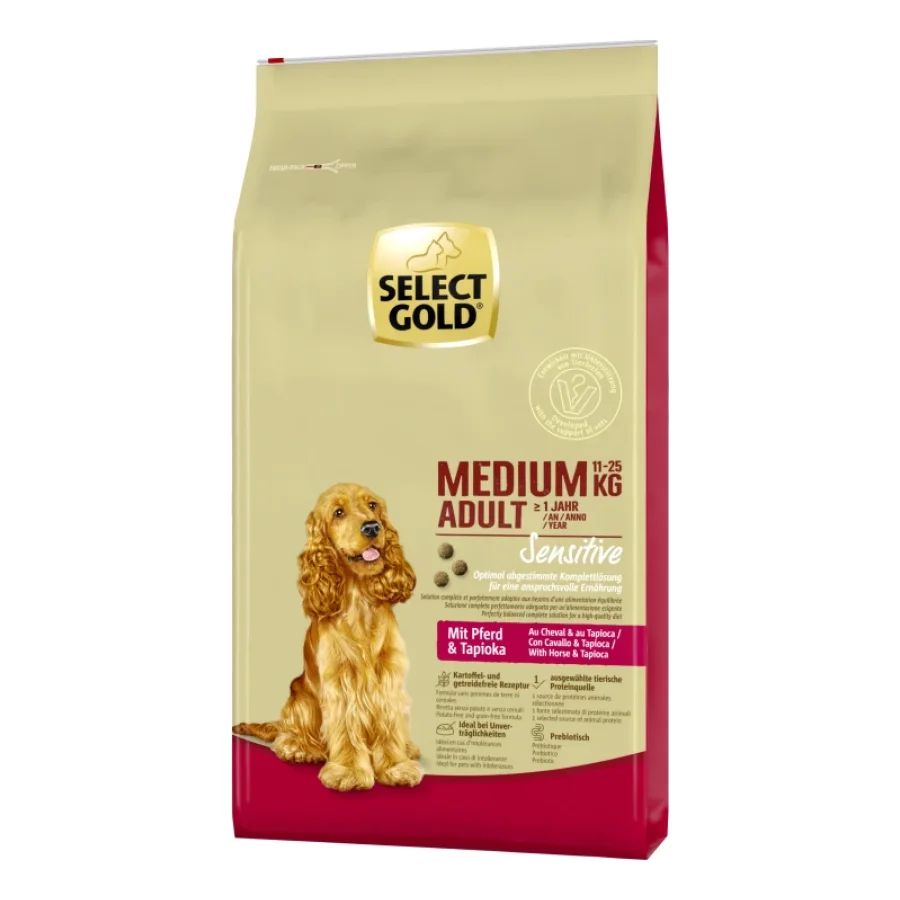 SELECT GOLD Sensitive Croquettes Chien Adulte Medium Cheval au tapioca 12 kg
