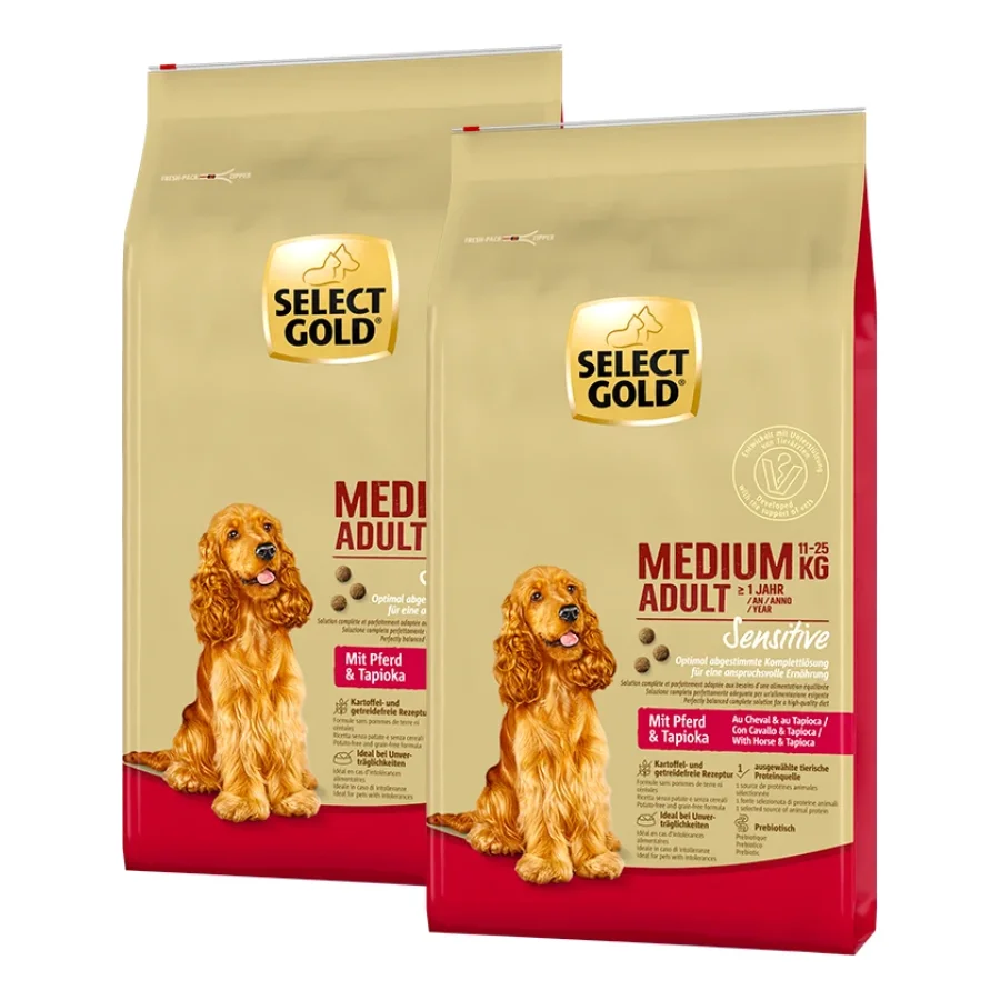SELECT GOLD Sensitive Croquettes Chien Adulte Medium Cheval au tapioca 2x12 kg