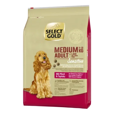 SELECT GOLD Sensitive Croquettes Chien Adulte Medium Cheval au tapioca 4 kg