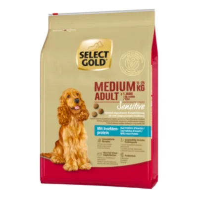 SELECT GOLD Sensitive Croquettes Chien Adulte Medium Mélange d’insectes 4 kg