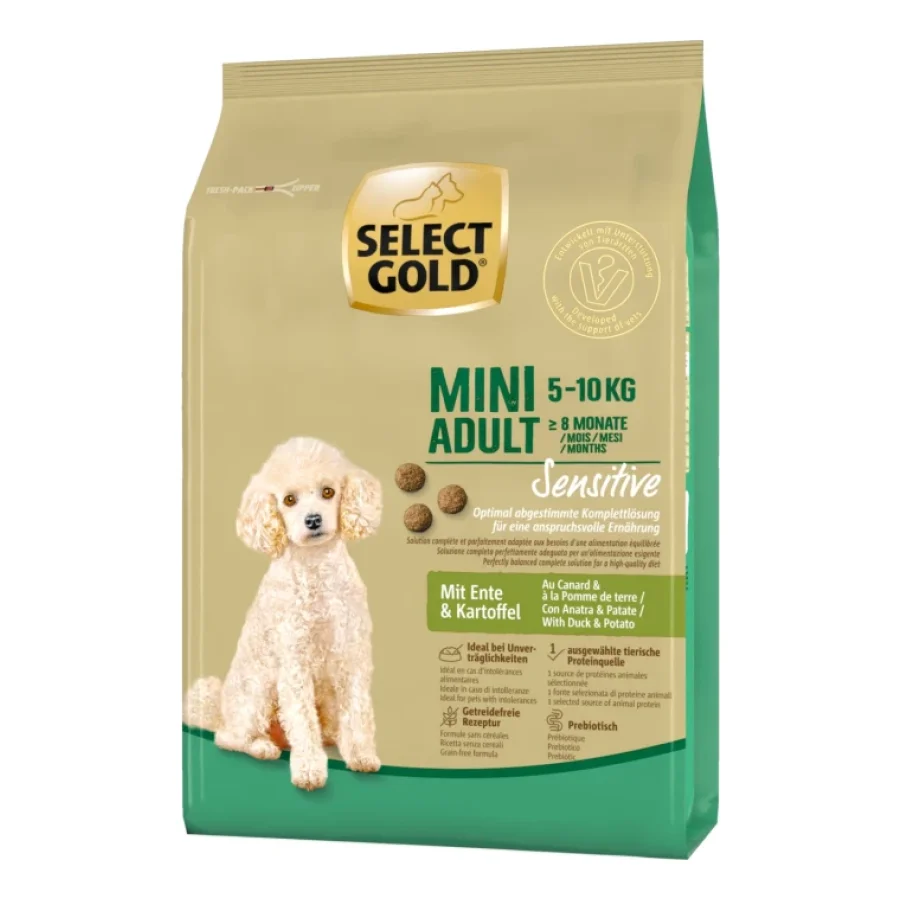 SELECT GOLD Sensitive Croquettes Chien Adulte Mini Canard aux pommes de terre 1 kg