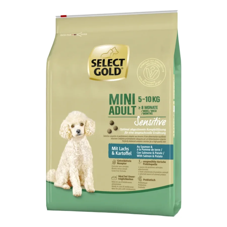SELECT GOLD Sensitive Croquettes Chien Adulte Mini Saumon aux Pommes de terre 4 kg