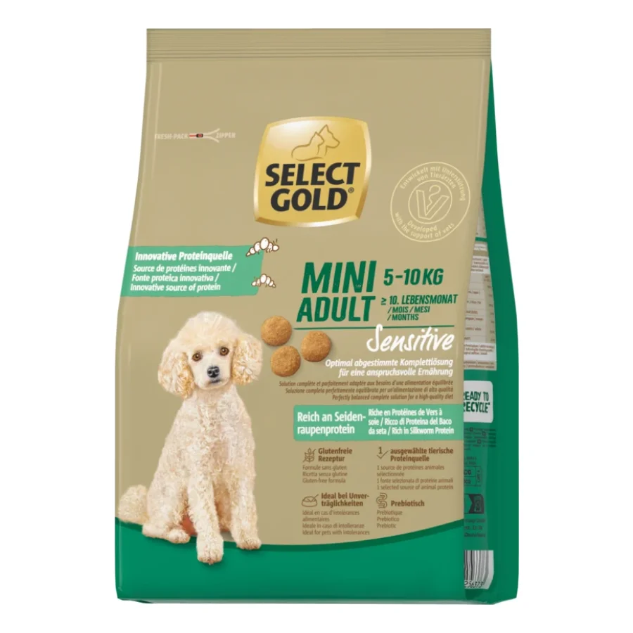 SELECT GOLD Sensitive Croquettes Chien Adulte Mini Seidenraupenprotein 1 kg
