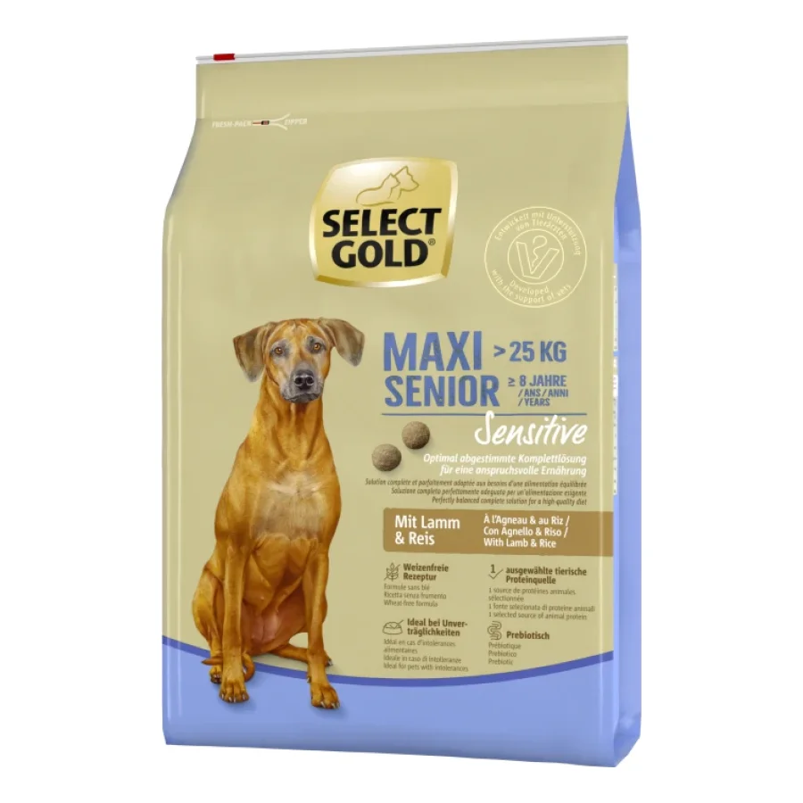 SELECT GOLD Sensitive Croquettes Chien Senior Maxi Agneau et riz 4 kg