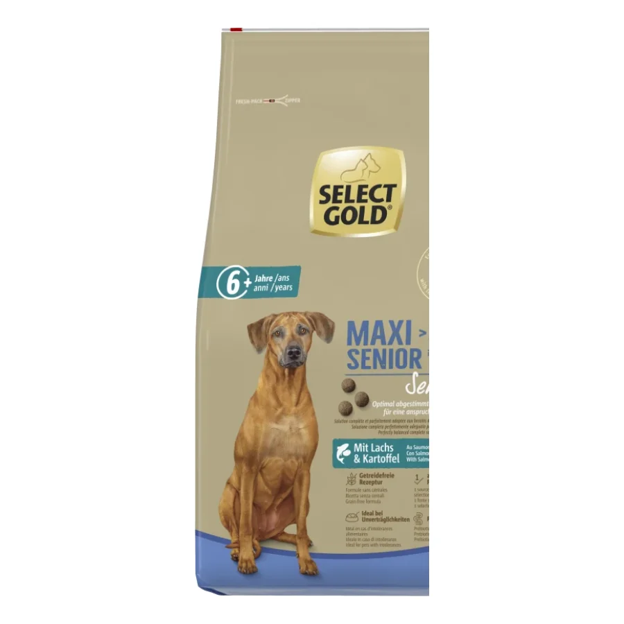 SELECT GOLD Sensitive Croquettes Chien Senior Maxi Saumon & pommes de terre 12 kg