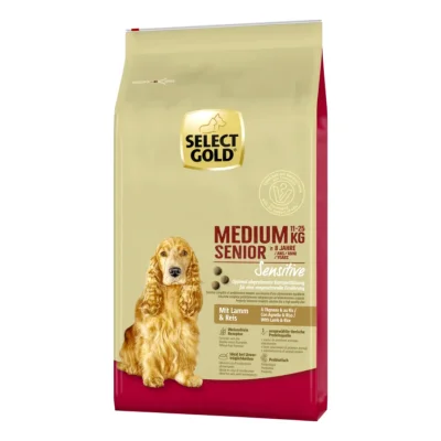 SELECT GOLD Sensitive Croquettes Chien Senior Medium Agneau et riz 12 kg