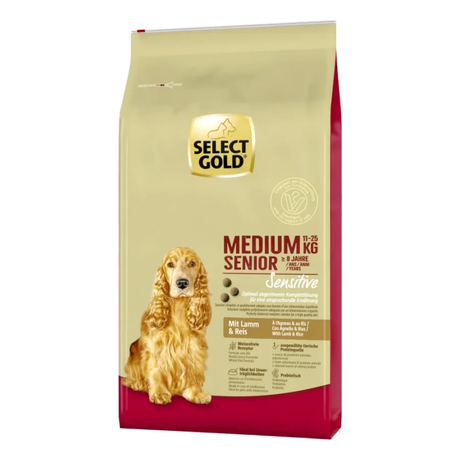 SELECT GOLD Sensitive Croquettes Chien Senior Medium Agneau et riz 12 kg