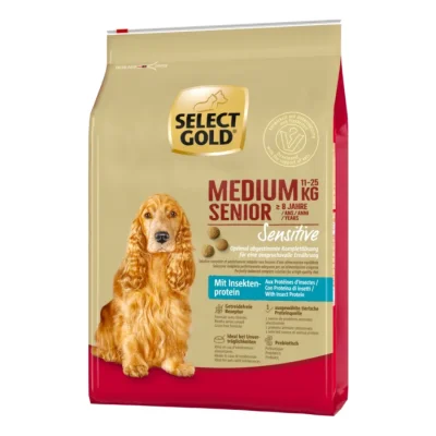 SELECT GOLD Sensitive Croquettes Chien Senior Medium Mélange d’insectes 4 kg