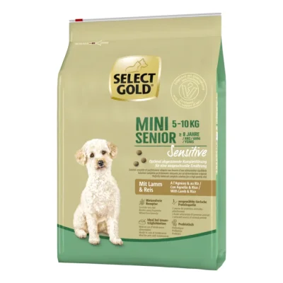 SELECT GOLD Sensitive Croquettes Chien Senior Mini Agneau et riz 4 kg