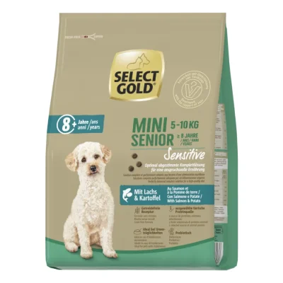SELECT GOLD Sensitive Croquettes Chien Senior Mini Saumon aux Pommes de terre 4 kg