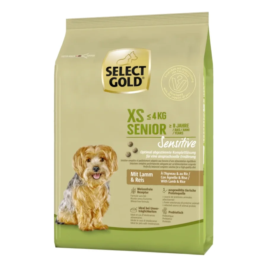 SELECT GOLD Sensitive Croquettes Chien Senior XS Agneau et riz 1 kg