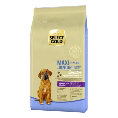 SELECT GOLD Sensitive Croquettes Chiot Maxi Agneau au Saumon & aux Pommes de terre 12 kg