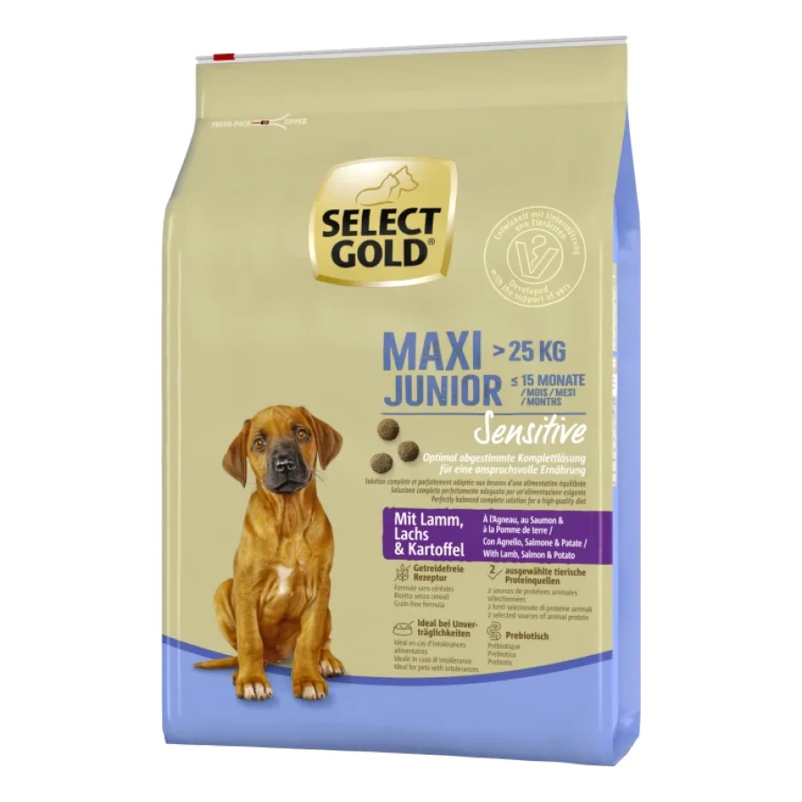 SELECT GOLD Sensitive Croquettes Chiot Maxi Agneau au Saumon & aux Pommes de terre 4 kg