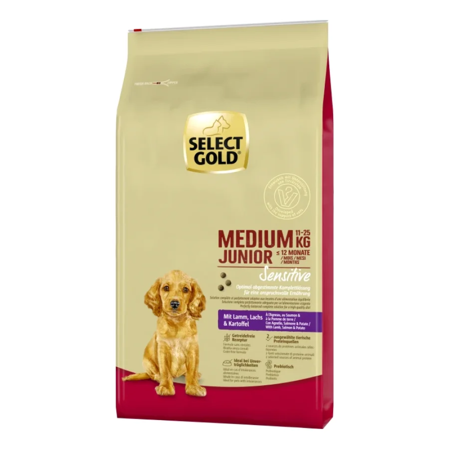SELECT GOLD Sensitive Croquettes Chiot Medium Agneau au Saumon & aux Pommes de terre 12 kg