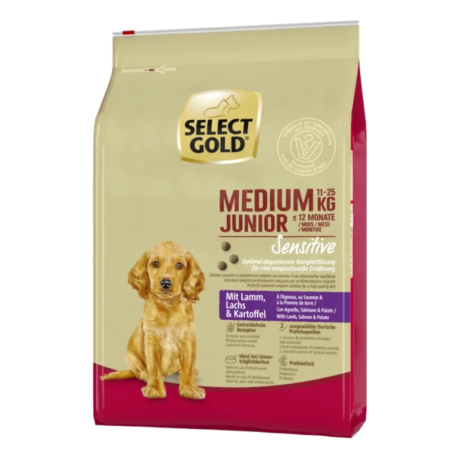 SELECT GOLD Sensitive Croquettes Chiot Medium Agneau au Saumon & aux Pommes de terre 4 kg