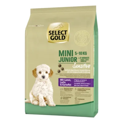 SELECT GOLD Sensitive Croquettes Chiot Mini Agneau au Saumon & aux Pommes de terre 1 kg