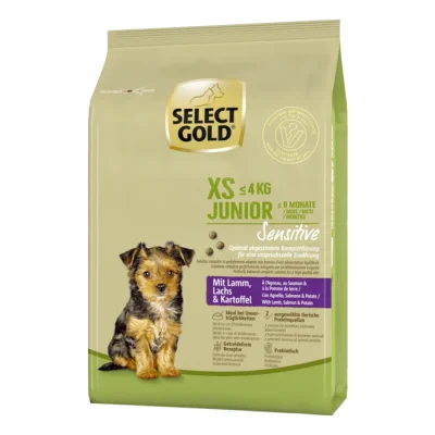 SELECT GOLD Sensitive Croquettes Chiot XS 1 kg Agneau au Saumon & aux Pommes de terre
