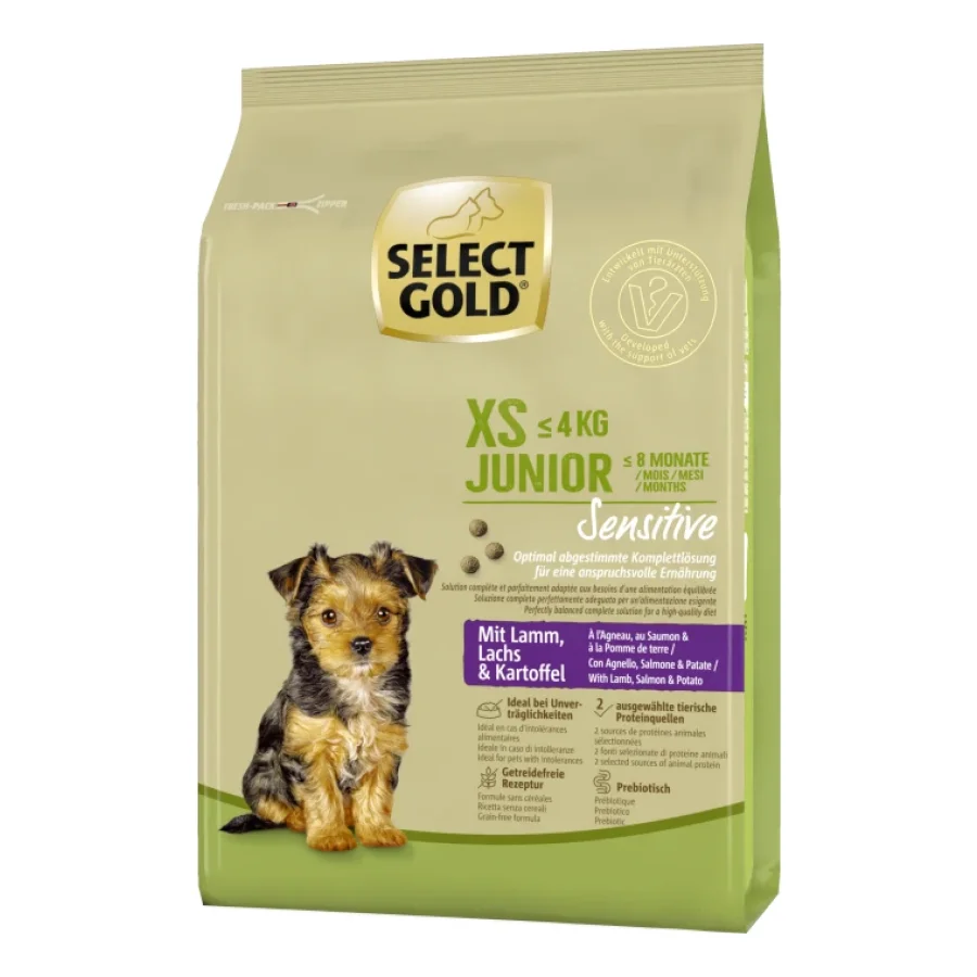 SELECT GOLD Sensitive Croquettes Chiot XS 1 kg Agneau au Saumon & aux Pommes de terre
