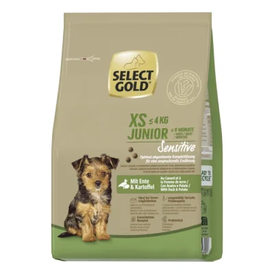 SELECT GOLD Sensitive Croquettes Chiot XS 1 kg Canard aux pommes de terre