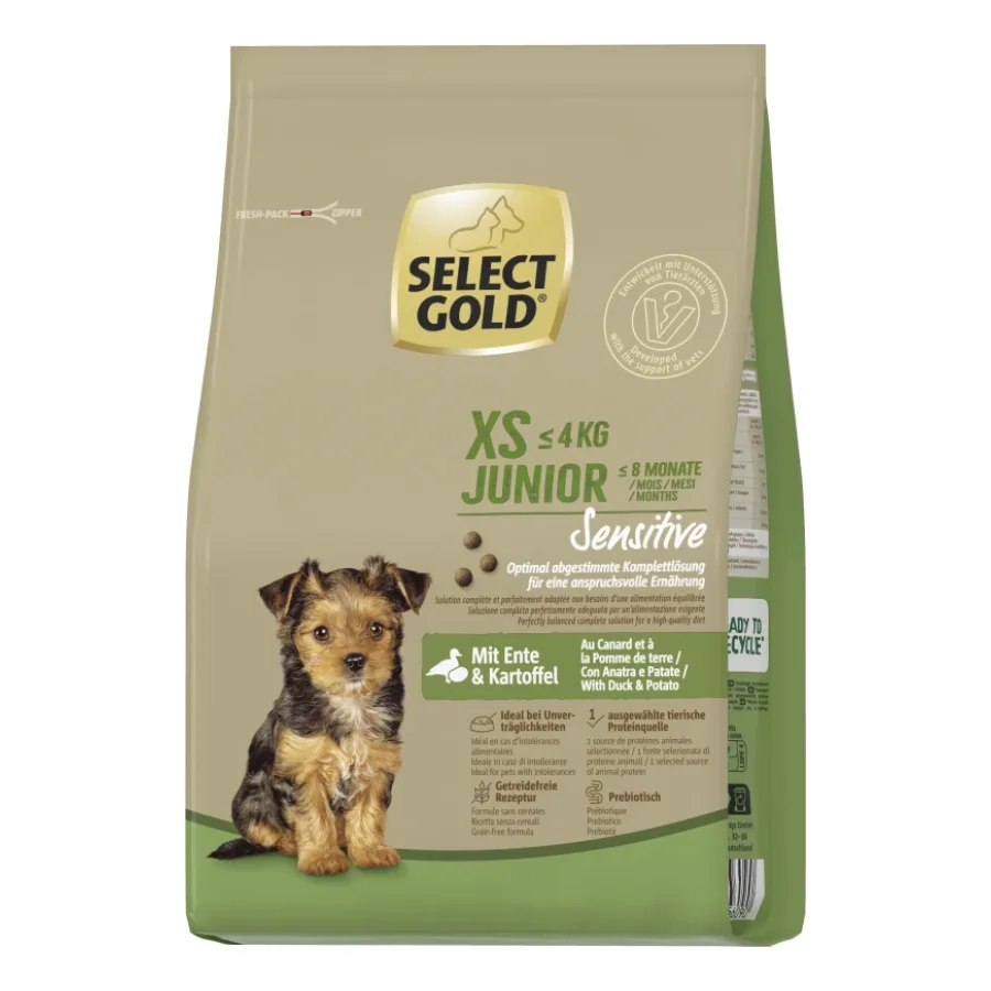 SELECT GOLD Sensitive Croquettes Chiot XS 1 kg Canard aux pommes de terre