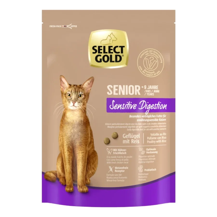 SELECT GOLD Sensitive Digestion Croquettes Chat Senior Volaille & riz 300 g