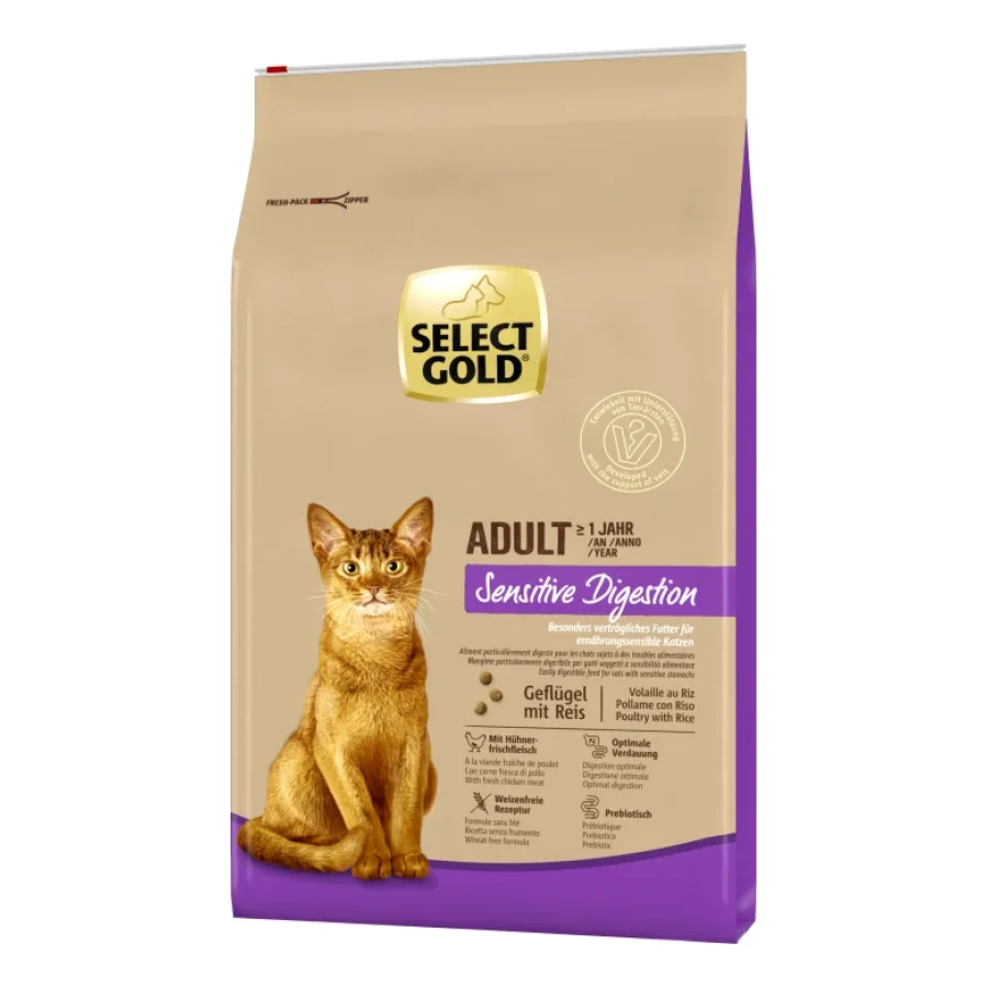 SELECT GOLD Sensitive Digestion Croquettes pour Chat Adulte Volaille & riz 7 kg