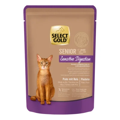 SELECT GOLD Sensitive Digestion Sachets de Pâtée Chat Senior Dinde et Riz 24x85 g