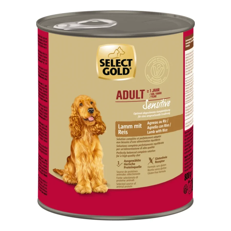 SELECT GOLD Sensitive nourriture humide Adult Agneau au Riz 6x800 g