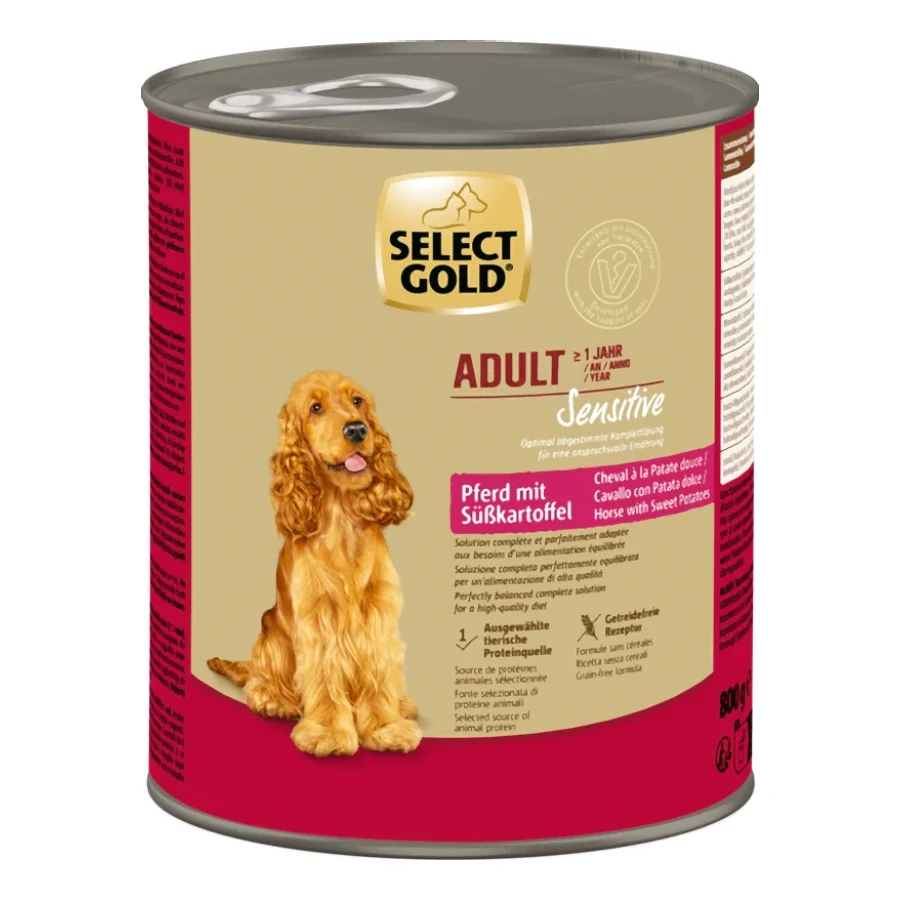 SELECT GOLD Sensitive nourriture humide Adult Cheval à la Patate douce 6x800 g