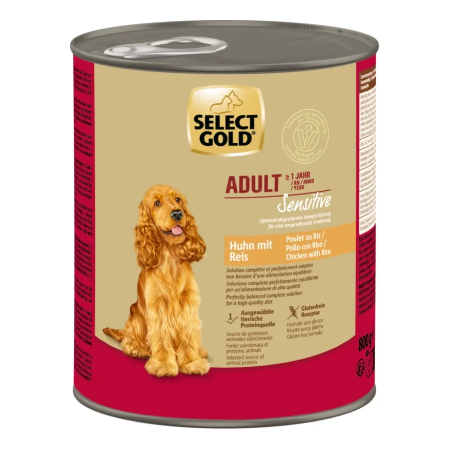 SELECT GOLD Sensitive nourriture humide Adult Poulet au riz 6x800 g