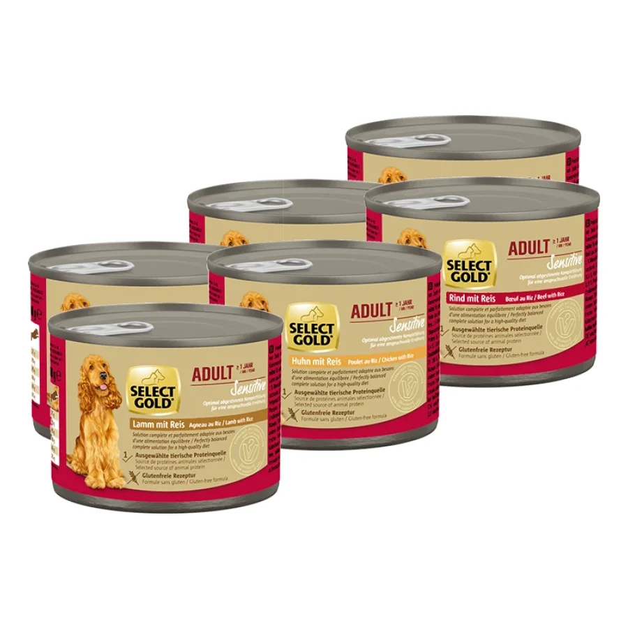 SELECT GOLD Sensitive Pack Mixte Boîtes de Nourriture Humide Chien Adulte 6 x 200 g Pack mix 1