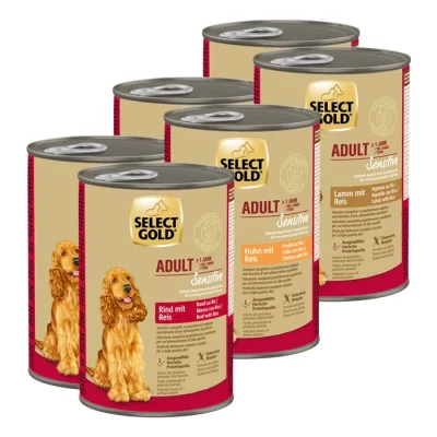 SELECT GOLD Sensitive Pack Mixte Boîtes de Nourriture Humide Chien Adulte 6 x 400 g Pack mix 1