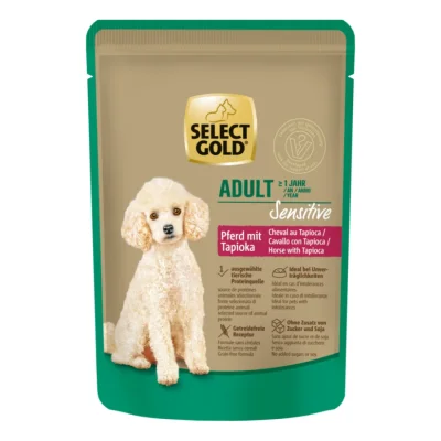 SELECT GOLD Sensitive Sachets de Nourriture Humide Chien Adulte Cheval au tapioca 12x100 g