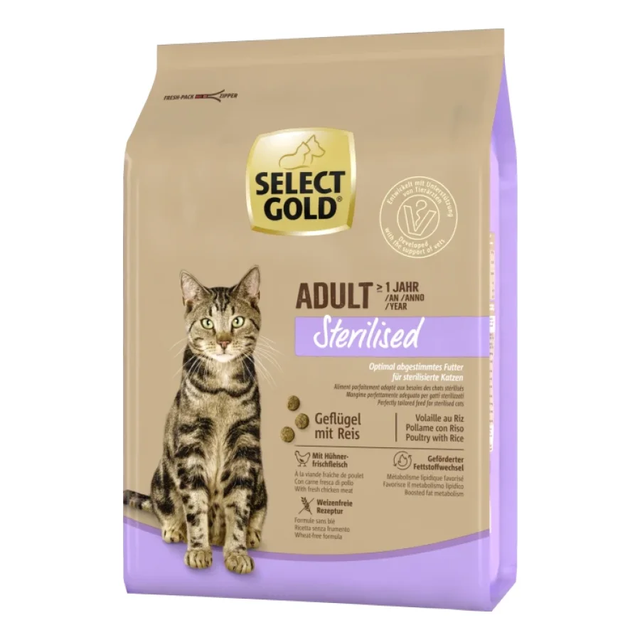 SELECT GOLD Sterilised Croquettes Chat Adulte Volaille & riz 2,5 kg