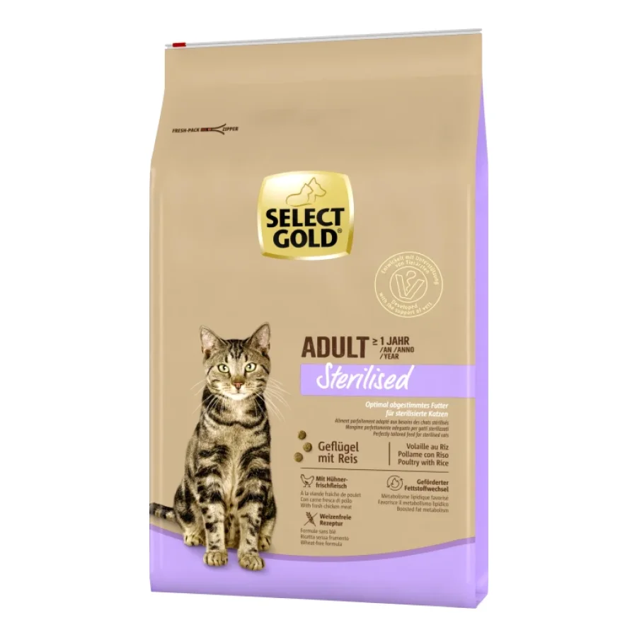 SELECT GOLD Sterilised Croquettes Chat Adulte Volaille & riz 7 kg