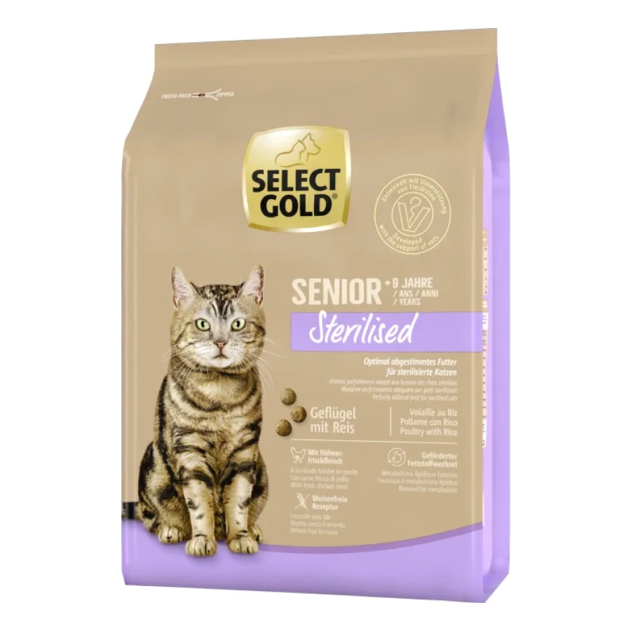 SELECT GOLD Sterilised Croquettes Chat Senior Volaille & riz 2,5 kg