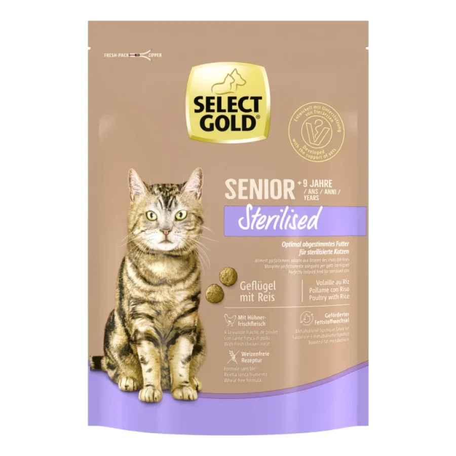 SELECT GOLD Sterilised Croquettes Chat Senior Volaille & riz 300 g
