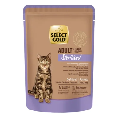 SELECT GOLD Sterilised Sachets de Pâtée Chat Adulte Volaille 12x85g