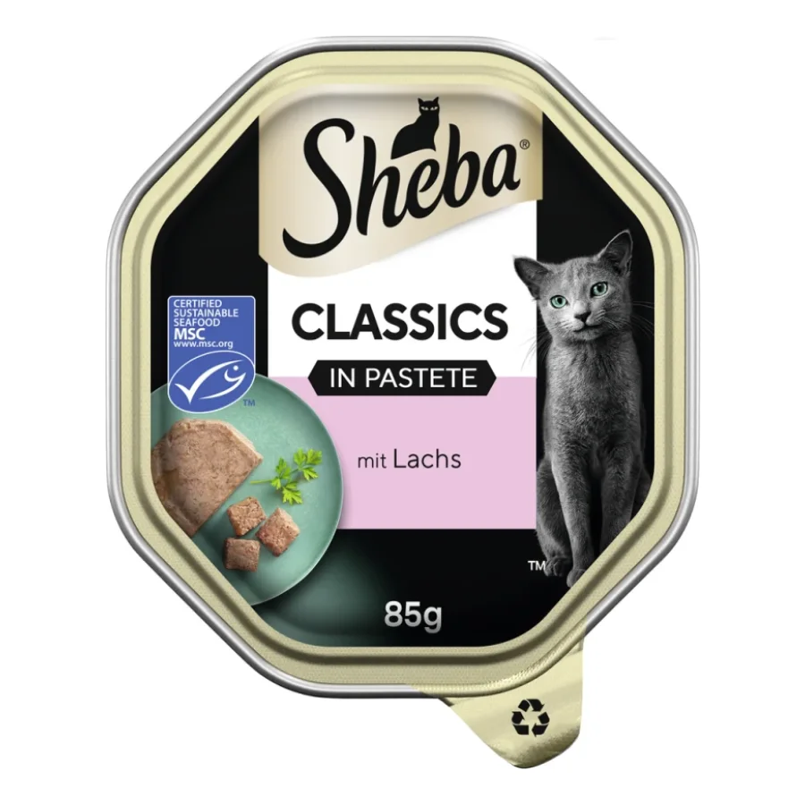 Sheba Classics Nourriture humide pour chat adulte, en pâté 22x85g Saumon