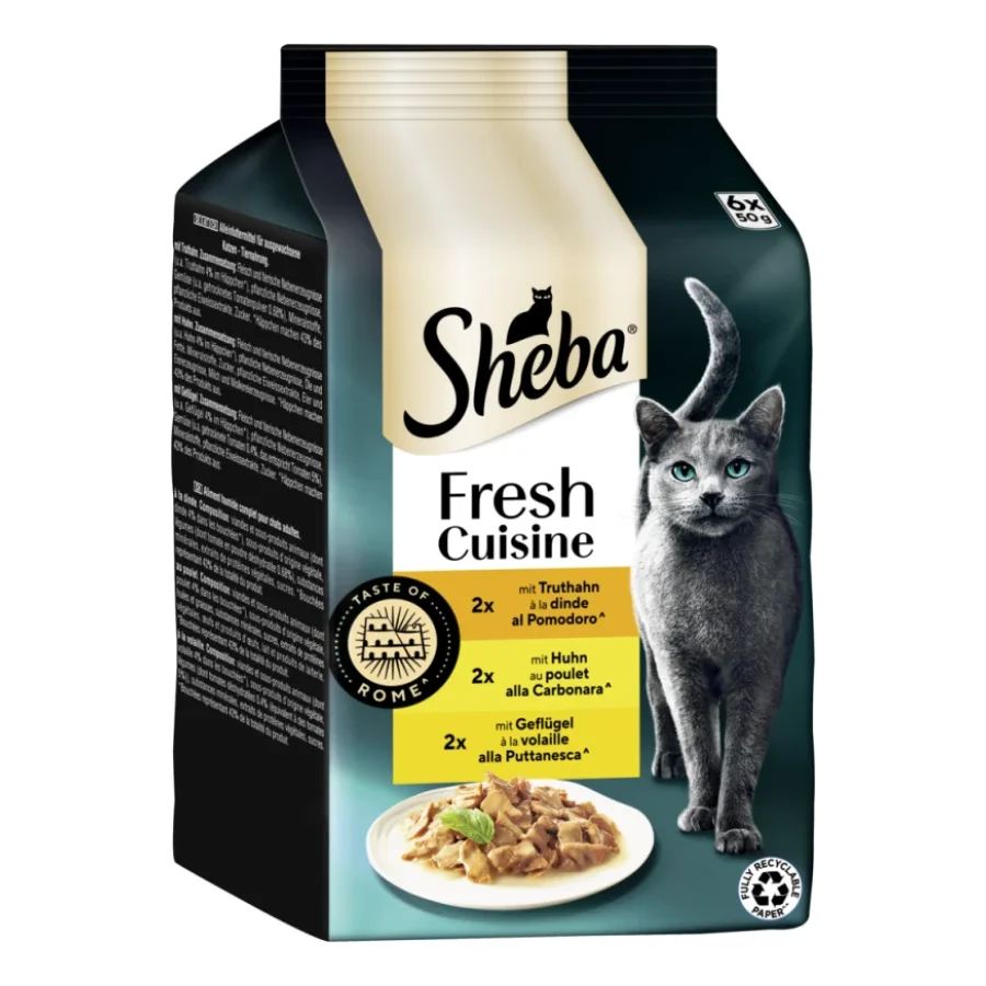 Sheba Fresh Cuisine nourriture humide pour chat adulte, multipack 36x50 g Taste of Rome