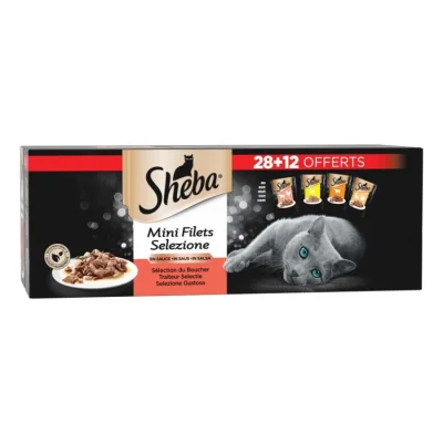 Sheba Mini Filets Sachet Fraîcheur Sélection du Boucher 40x85g 28+12 Offerts
