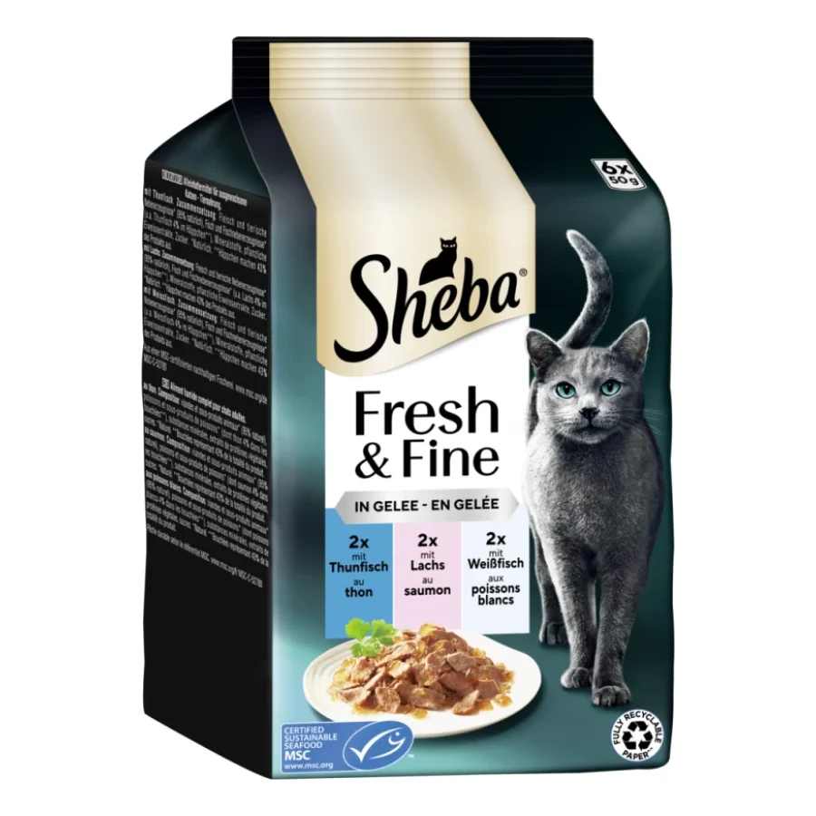 Sheba Multipack Délices du jour 36 x 50 g en gelée Thon, saumon et poisson blanc