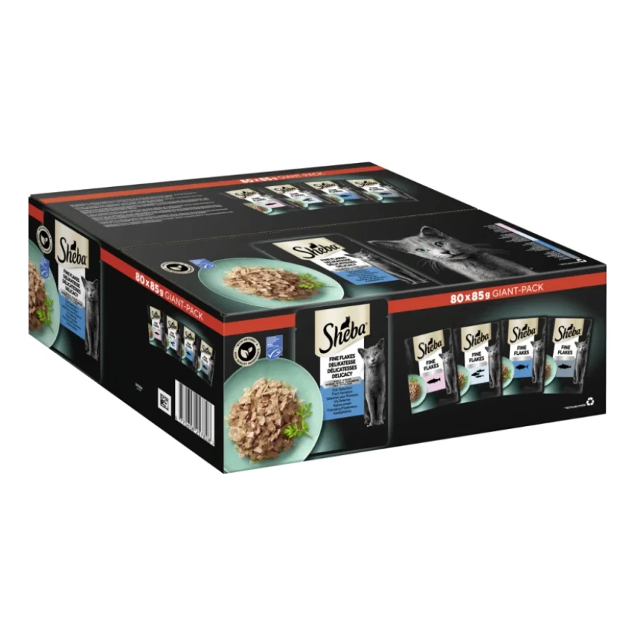 Sheba Multipack Giant-Pack Délicatesse en gelée de poisson Variation MSC 80 x 85 g