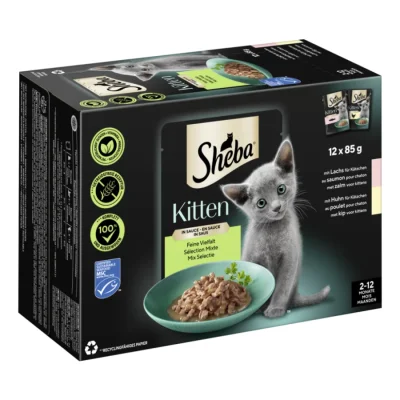 Sheba Multipack Kitten en sauce et fine variété au saumon, au poulet MSC 12 x 85 g