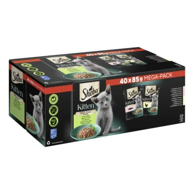 Sheba Multipack Mega-Pack Kitten en sauce Fine variété au saumon, au poulet MSC 40 x 85 g
