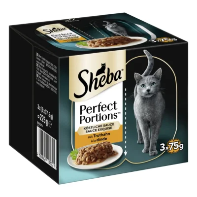 Sheba Perfect Portions nourriture humide pour chat, dinde en sauce 3x75 g Dinde