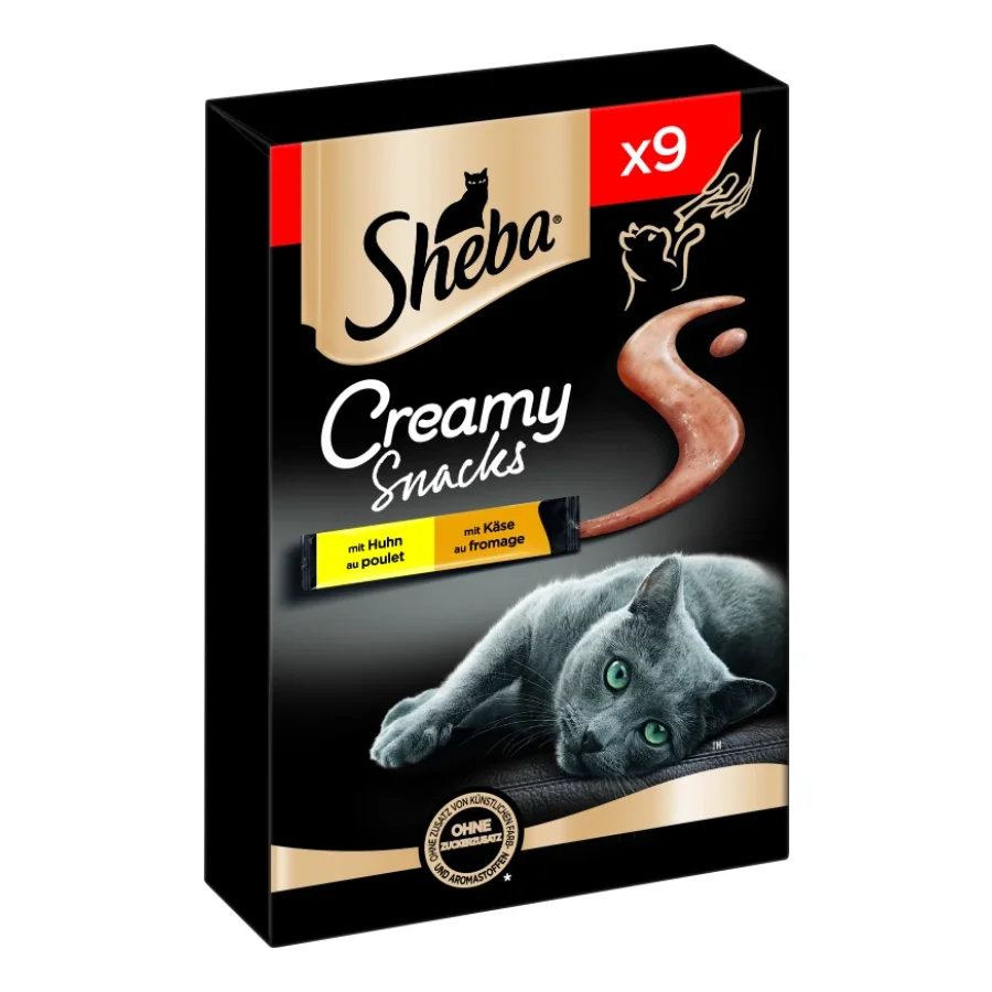 Sheba Sachets Creamy Snacks 7 x 9 x 12 g Poulet et fromage