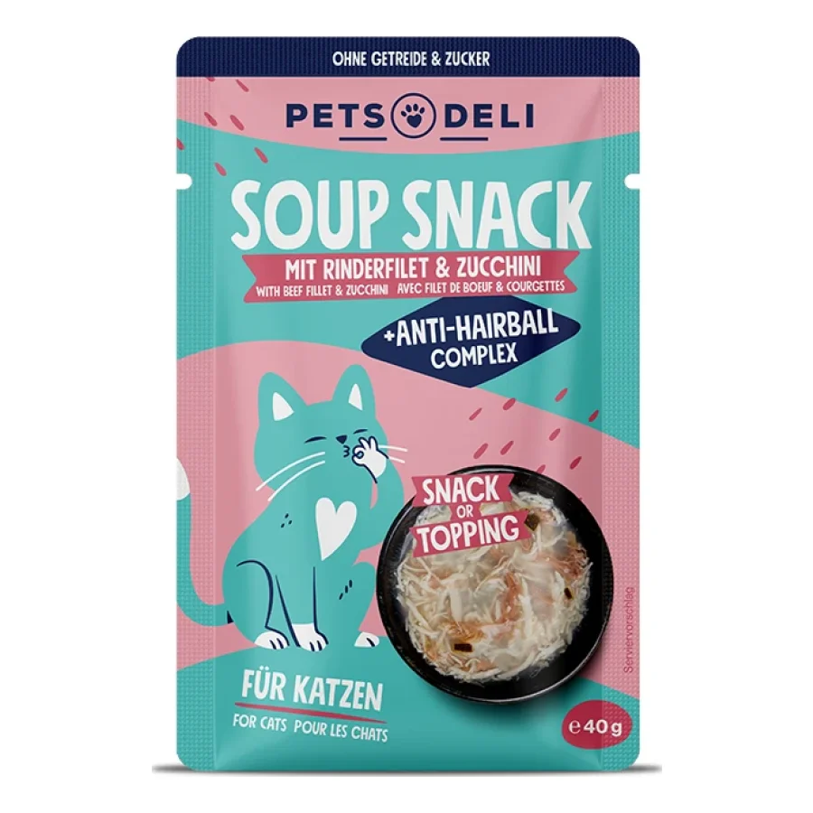 Snack chat Adult Functional Suppe Anti-Hairball Bœuf 12 x 40 g