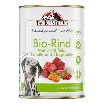 Tackenberg nourriture humide pour chien, adulte, bio. Bœuf aux carottes 6x400 g